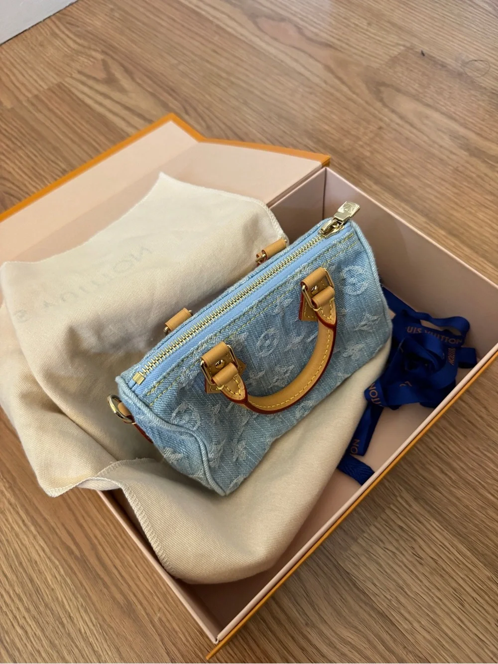 Louis Vuitton Light Blue Denim Nano Speedy 2023 - Picture 2 of 16